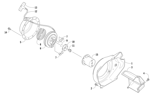 Parts Diagram for Arctic Cat 2013 AC SNO PRO 120 SNOWMOBILE RECOIL STARTER AND AIR SHROUD ASSEMBLY