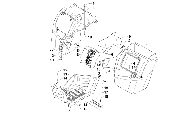 Parts Diagram for Arctic Cat 2015 700 TBX ATV STORAGE BOX ASSEMBLY