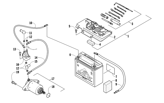 Parts Diagram for Arctic Cat 2010 450 EFI ATV BATTERY AND STARTER ASSEMBLY