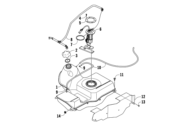 Parts Diagram for Arctic Cat 2011 1000 H2 EFI MUD PRO ATV GAS TANK ASSEMBLY