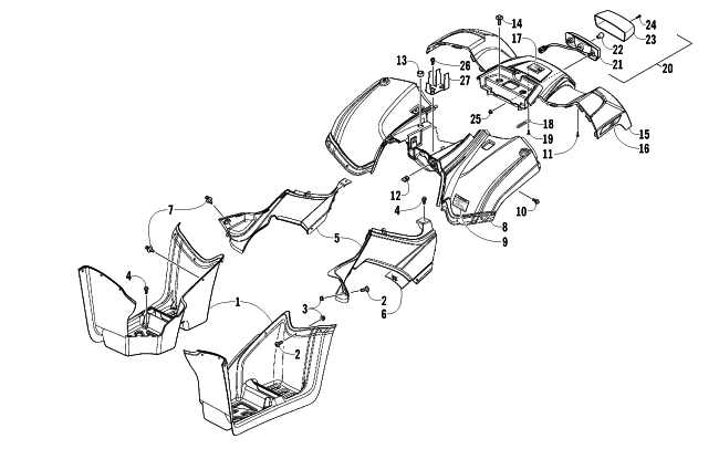 Parts Diagram for Arctic Cat 2010 300 2X4 UTILITY ATV REAR BODY AND TAILLIGHT ASSEMBLY