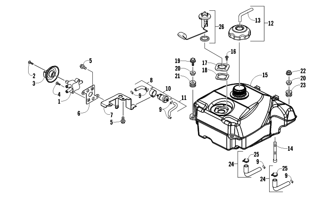 Parts Diagram for Arctic Cat 2010 300 2X4 UTILITY ATV GAS TANK ASSEMBLY