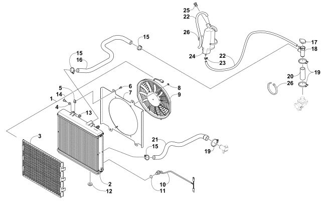 Parts Diagram for Arctic Cat 2010 700 DIESEL ATV COOLING ASSEMBLY
