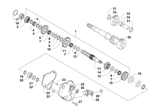 Parts Diagram for Arctic Cat 2011 1000 H2 EFI MUD PRO ATV SECONDARY TRANSMISSION ASSEMBLY
