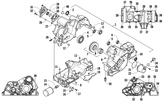 Parts Diagram for Arctic Cat 2012 1000 MUD PRO LTD ATV CRANKCASE ASSEMBLY