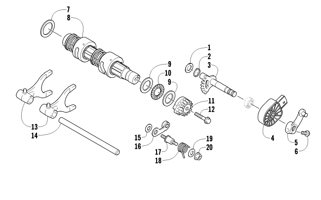 Parts Diagram for Arctic Cat 2011 1000 H2 EFI MUD PRO ATV GEAR SHIFTING ASSEMBLY