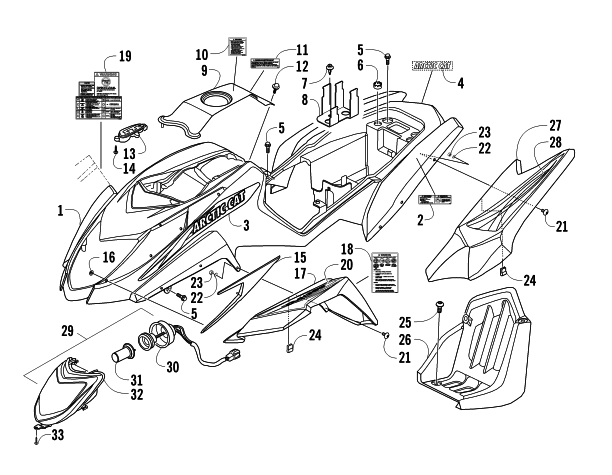 Parts Diagram for Arctic Cat 2010 300 2X4 DVX ATV BODY PANEL AND HEADLIGHT ASSEMBLY