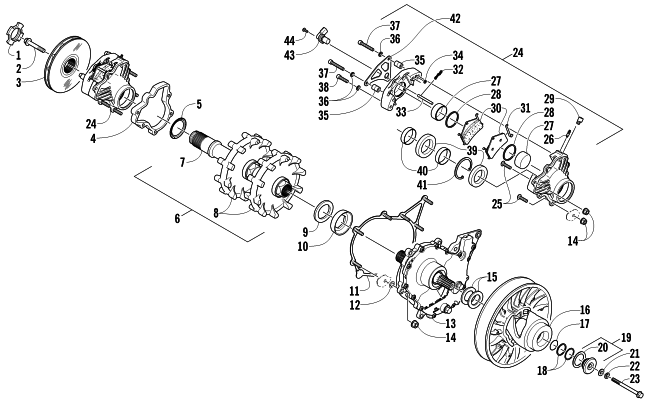 Parts Diagram for Arctic Cat 2011 CFR8 SNOWMOBILE DRIVE TRAIN SHAFT AND BRAKE ASSEMBLIES