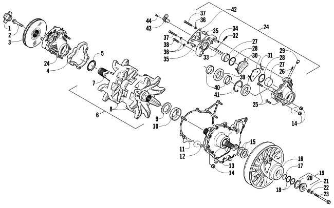 Parts Diagram for Arctic Cat 2011 M8 153 SNOWMOBILE DRIVE TRAIN SHAFT AND BRAKE ASSEMBLIES