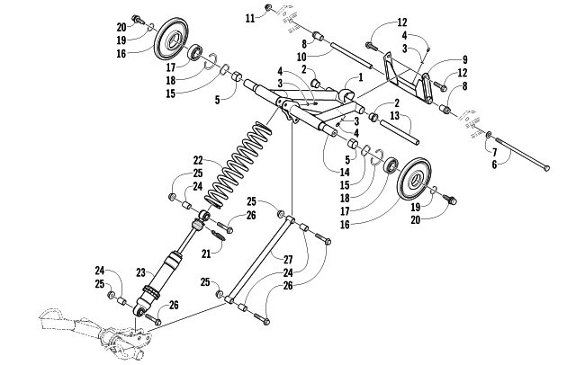 Parts Diagram for Arctic Cat 2011 M8 162 SNOWMOBILE REAR SUSPENSION REAR ARM ASSEMBLY