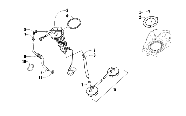 Parts Diagram for Arctic Cat 2011 F5 LXR SNOWMOBILE FUEL PUMP ASSEMBLY