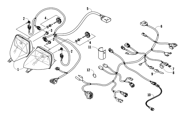 Parts Diagram for Arctic Cat 2011 F570 SNOWMOBILE HEADLIGHT AND WIRING ASSEMBLIES