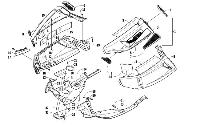 Parts Diagram for Arctic Cat 2011 T570 TOURING SNOWMOBILE SKID PLATE AND SIDE PANEL ASSEMBLY