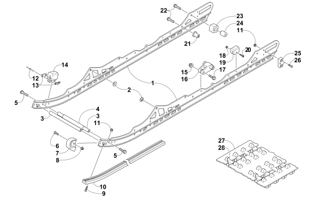 Parts Diagram for Arctic Cat 2014 BEARCAT 570 SNOWMOBILE SLIDE RAIL AND TRACK ASSEMBLY