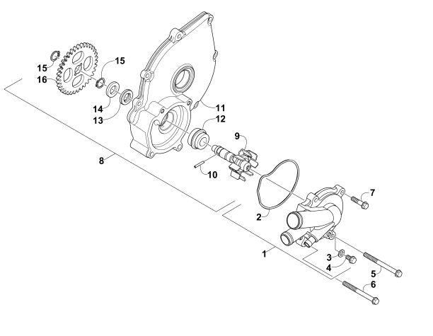 Parts Diagram for Arctic Cat 2015 XC 450 EFI ATV WATER PUMP ASSEMBLY