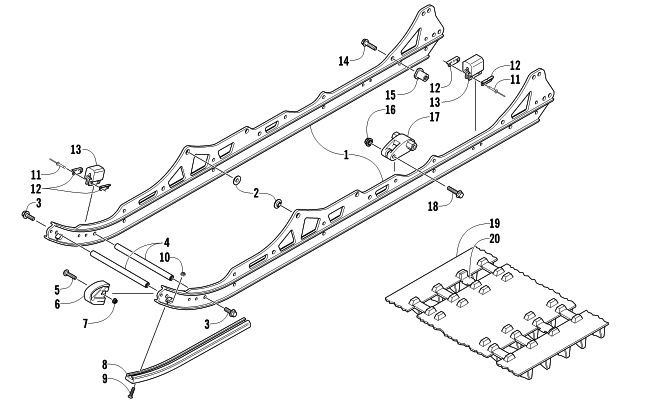 Parts Diagram for Arctic Cat 2011 BEARCAT Z1 XT SNOWMOBILE SLIDE RAIL AND TRACK ASSEMBLY