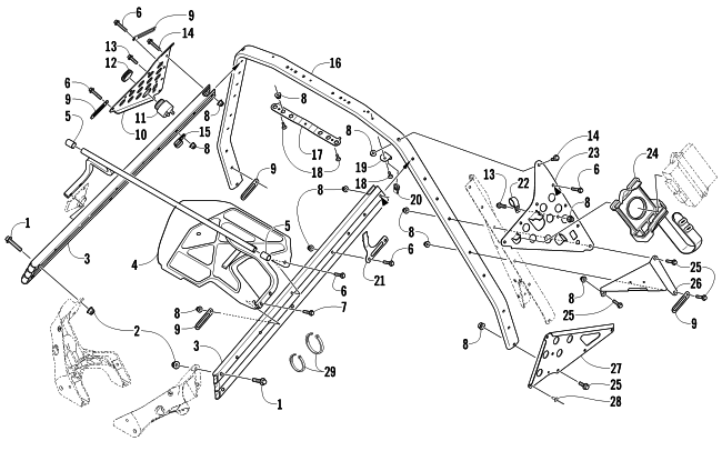 Parts Diagram for Arctic Cat 2011 BEARCAT Z1 XT SNOWMOBILE STEERING SUPPORT ASSEMBLY