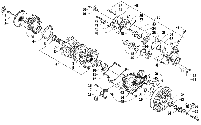 Parts Diagram for Arctic Cat 2011 BEARCAT Z1 XT SNOWMOBILE DRIVE TRAIN SHAFT AND BRAKE ASSEMBLIES
