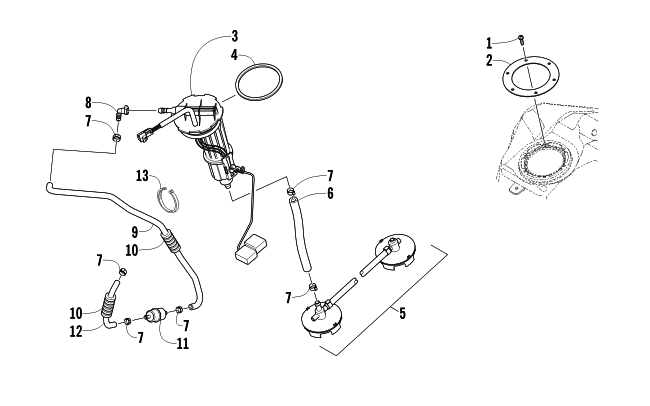 Parts Diagram for Arctic Cat 2011 BEARCAT Z1 XT SNOWMOBILE FUEL PUMP ASSEMBLY