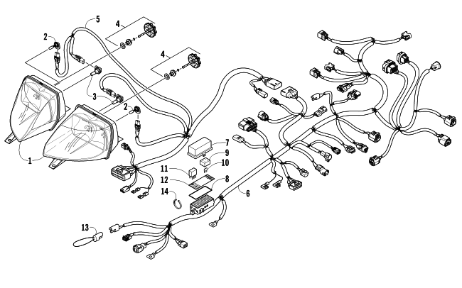 Parts Diagram for Arctic Cat 2012 BEARCAT Z1 XT LTD SNOWMOBILE HEADLIGHT AND WIRING ASSEMBLIES