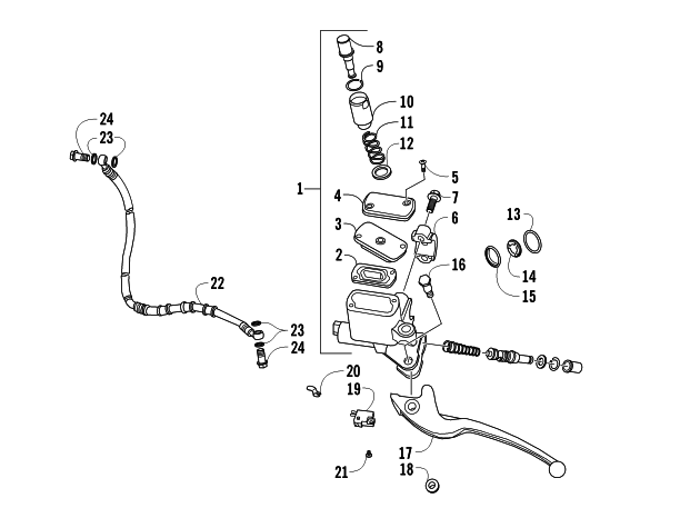 Parts Diagram for Arctic Cat 2010 150 2X4 UTILITY ATV HYDRAULIC HAND BRAKE ASSEMBLY