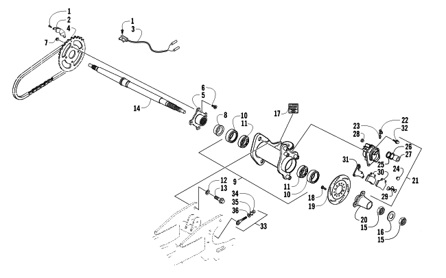 Parts Diagram for Arctic Cat 2010 150 2X4 UTILITY ATV REAR AXLE AND BRAKE ASSEMBLY