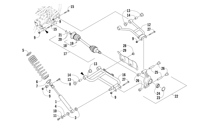 Parts Diagram for Arctic Cat 2011 550s H1 EFI LTD ATV REAR SUSPENSION ASSEMBLY