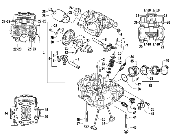 Parts Diagram for Arctic Cat 2011 550s H1 EFI LTD ATV CYLINDER HEAD AND CAMSHAFT/VALVE ASSEMBLY