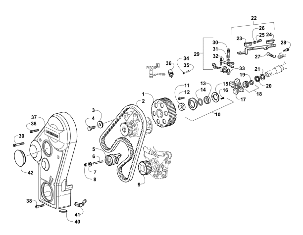 Parts Diagram for Arctic Cat 2012 700 DIESEL ATV TIMING BELT AND SPEED GOVERNOR ASSEMBLIES