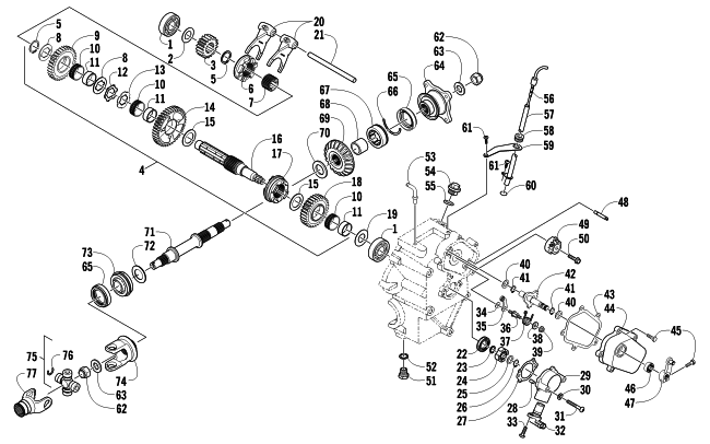 Parts Diagram for Arctic Cat 2011 700 DIESEL ATV TRANSMISSION LEFT-SIDE ASSEMBLY