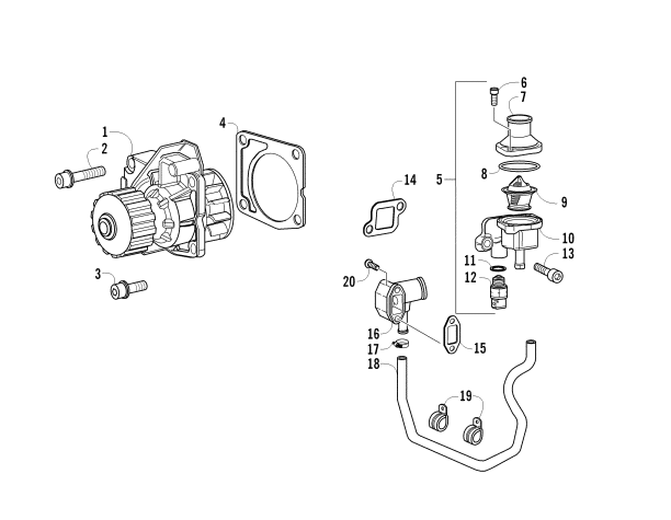Parts Diagram for Arctic Cat 2011 700 DIESEL ATV WATER PUMP AND THERMOSTAT HOUSING ASSEMBLY