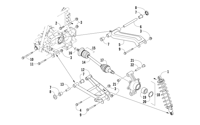 Parts Diagram for Arctic Cat 2010 366 4X4 ATV REAR SUSPENSION ASSEMBLY