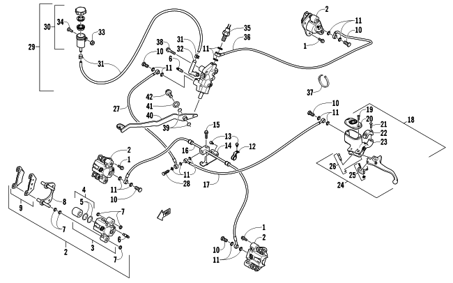 Parts Diagram for Arctic Cat 2010 366 4X4 ATV HYDRAULIC BRAKE ASSEMBLY