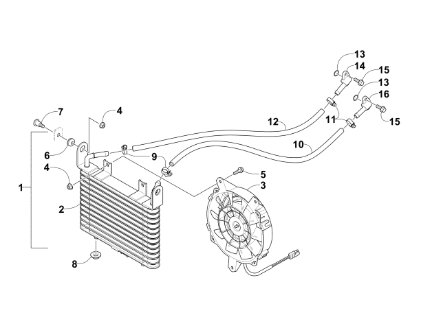 Parts Diagram for Arctic Cat 2012 350 CR ATV OIL COOLER ASSEMBLY