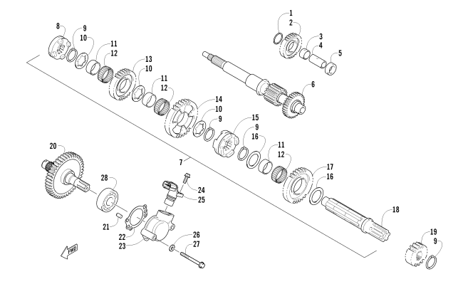 Parts Diagram for Arctic Cat 2012 350 CR ATV SECONDARY TRANSMISSION ASSEMBLY