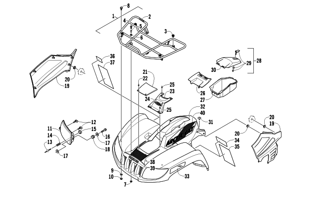 Parts Diagram for Arctic Cat 2011 TRV 550s H1 EFI GT ATV FRONT RACK, BODY PANEL, AND HEADLIGHT ASSEMBLIES