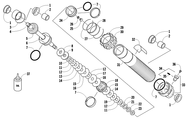 Parts Diagram for Arctic Cat 2011 M8 162 SNOWMOBILE FRONT SUSPENSION SHOCK ABSORBER