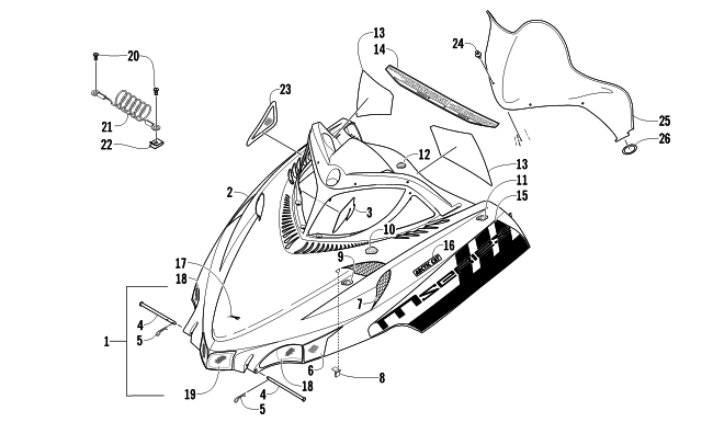 Parts Diagram for Arctic Cat 2011 M8 153 SNO PRO LTD SNOWMOBILE HOOD AND WINDSHIELD ASSEMBLY