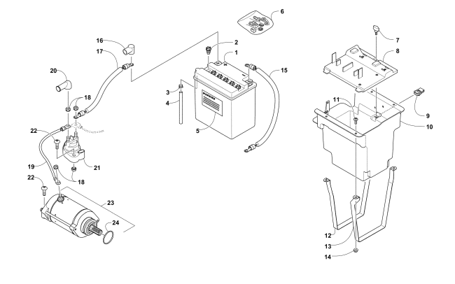 Parts Diagram for Arctic Cat 2011 PROWLER 1000 H2 EFI XTZ ATV BATTERY AND STARTER MOTOR ASSEMBLY