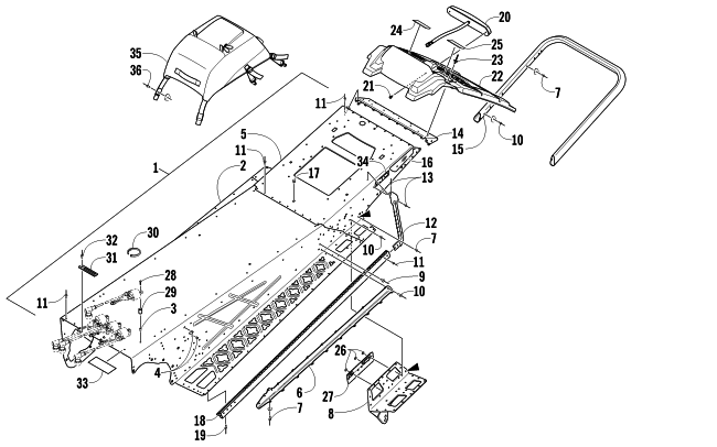 Parts Diagram for Arctic Cat 2011 CF8 1.5 LTD SNO PRO SNOWMOBILE TUNNEL, REAR BUMPER, AND TAILLIGHT ASSEMBLY