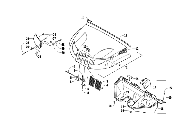 Parts Diagram for Arctic Cat 2011 PROWLER 700 HDX ATV HOOD AND HEADLIGHT ASSEMBLY