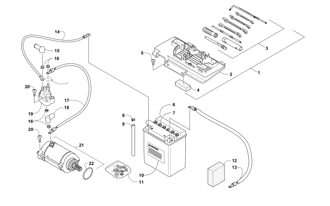 Parts Diagram for Arctic Cat 2011 650 H1 ATV BATTERY AND STARTER ASSEMBLY