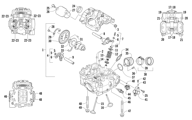 Parts Diagram for Arctic Cat 2011 700s H1 EFI TBX ATV CYLINDER HEAD AND CAMSHAFT/VALVE ASSEMBLY (ENGINE SERIAL NO. 0309070 AND UP)
