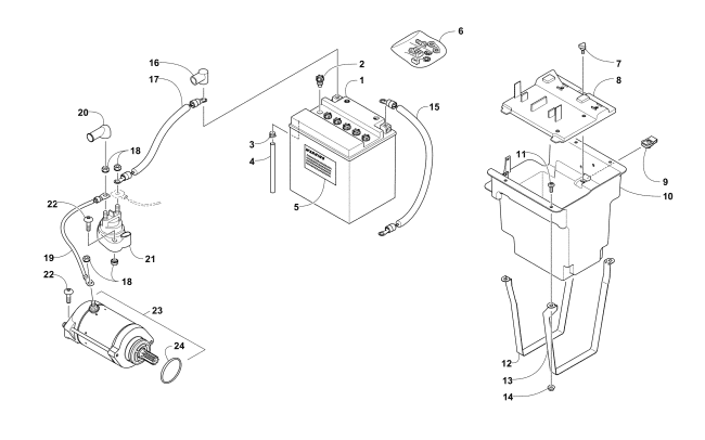 Parts Diagram for Arctic Cat 2012 PROWLER 700 XTX ATV BATTERY AND STARTER MOTOR ASSEMBLY
