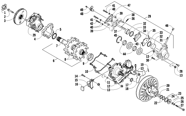 Parts Diagram for Arctic Cat 2011 TZ1 TOURING SNOWMOBILE DRIVE TRAIN SHAFT AND BRAKE ASSEMBLIES