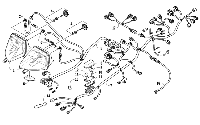 Parts Diagram for Arctic Cat 2011 Z1 TURBO LXR SNOWMOBILE HEADLIGHT AND WIRING ASSEMBLIES