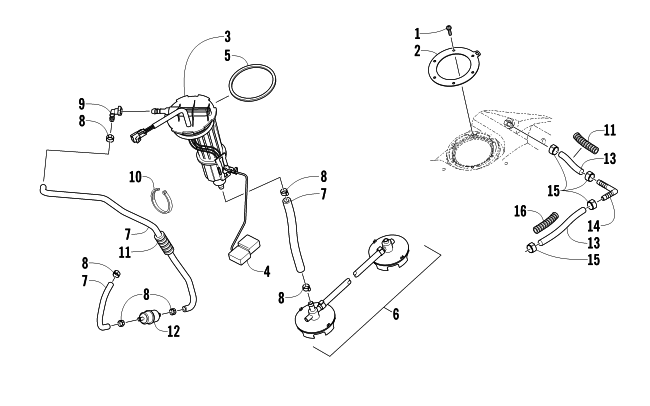 Parts Diagram for Arctic Cat 2012 TZ1 TURBO LXR LTD SNOWMOBILE FUEL PUMP ASSEMBLY
