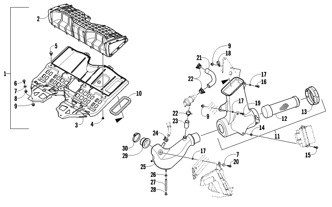 Parts Diagram for Arctic Cat 2009 Z1 TURBO LXR LE SNOWMOBILE AIR SILENCER ASSEMBLY