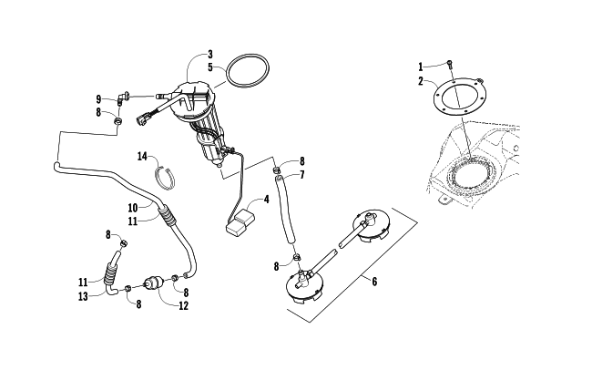 Parts Diagram for Arctic Cat 2013 TZ1 LXR SNOWMOBILE FUEL PUMP ASSEMBLY