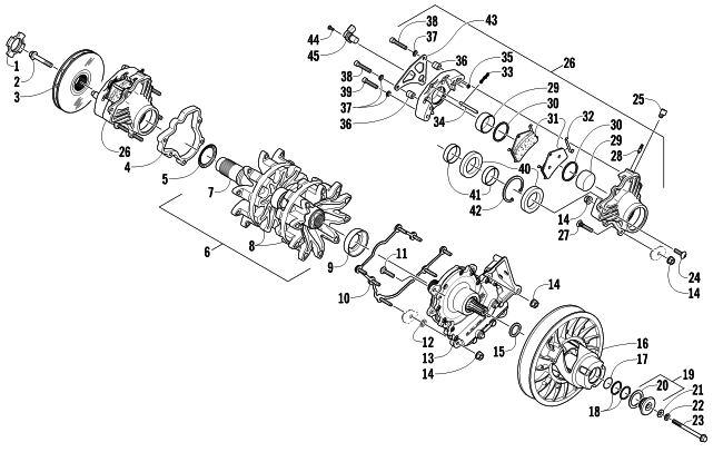 Parts Diagram for Arctic Cat 2011 F8 EXT SNO PRO SNOWMOBILE DRIVE TRAIN SHAFT AND BRAKE ASSEMBLIES